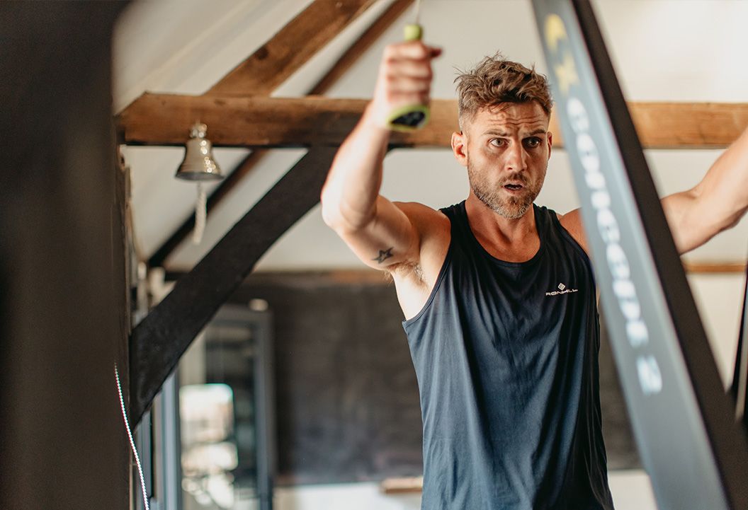 Lawrence looking intense during a workout